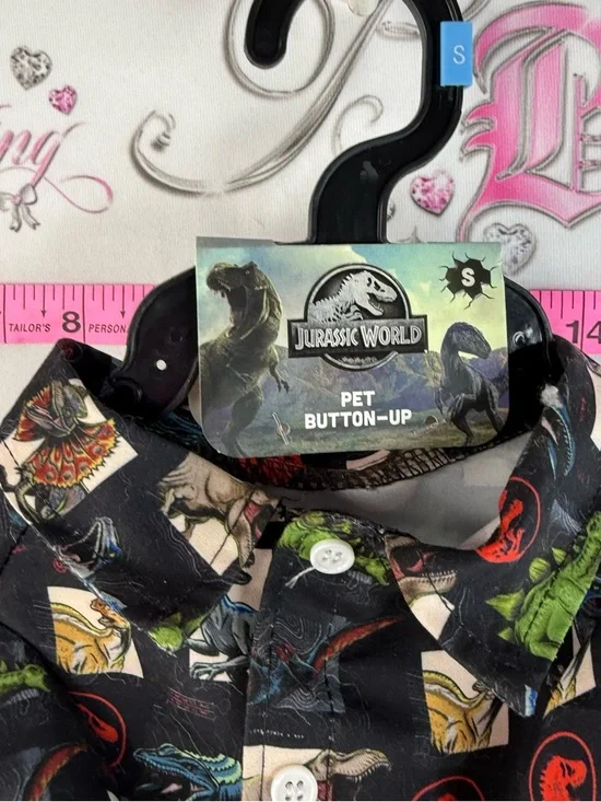 Jurassic World Pet shirt Button-Up Shirt - Black with Multicolor Dino Print - Picture 6 of 12